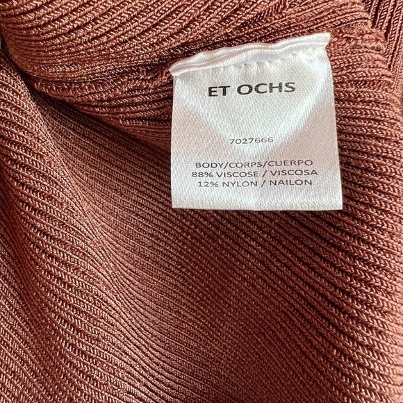 ET OCHS Emily Knit Zipper Top Ribbed Polo Tank Clay Brown Half Zip $695 Large - Picture 14 of 16
